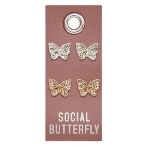 Santa Barbara Design Studio Silver Stud Earrings - Social Butterfly